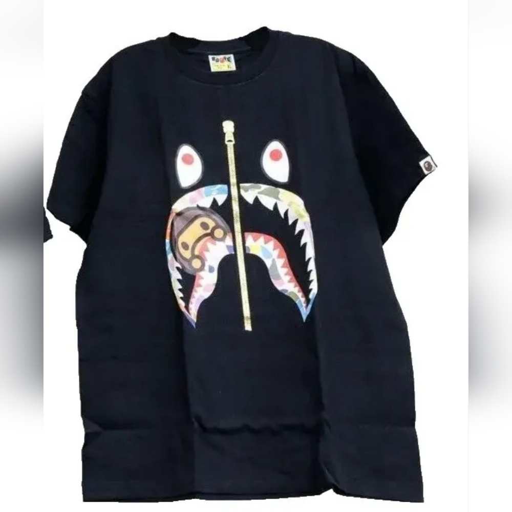 New BAPE Shark T-shirt Multicamo x Black A Bathing Ape Shirt Men's